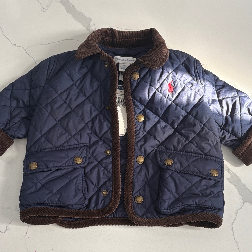 Polo by Ralph Lauren Navy and Brown Kids Puffer Jacket